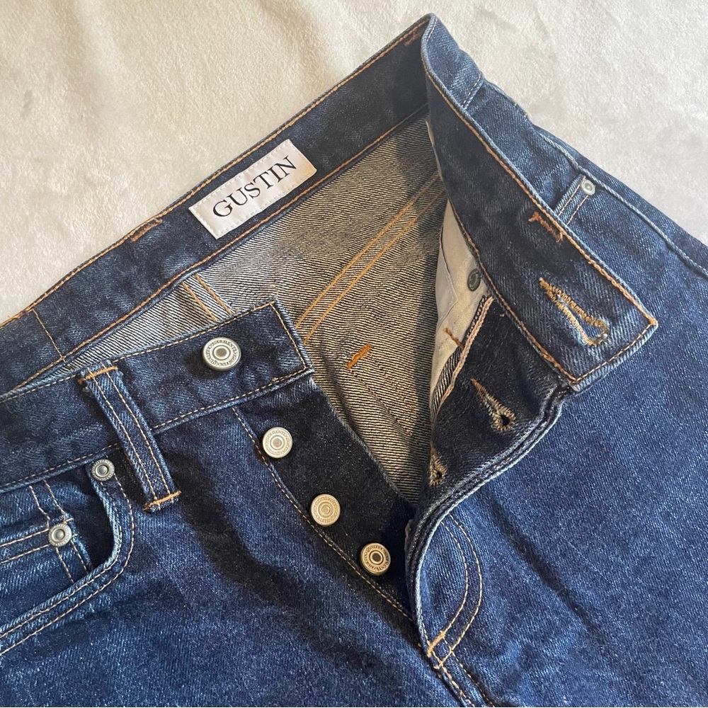 GUSTIN Sz 29x32 Selvedge Jeans Straight Raw Button Fly 116699 Men